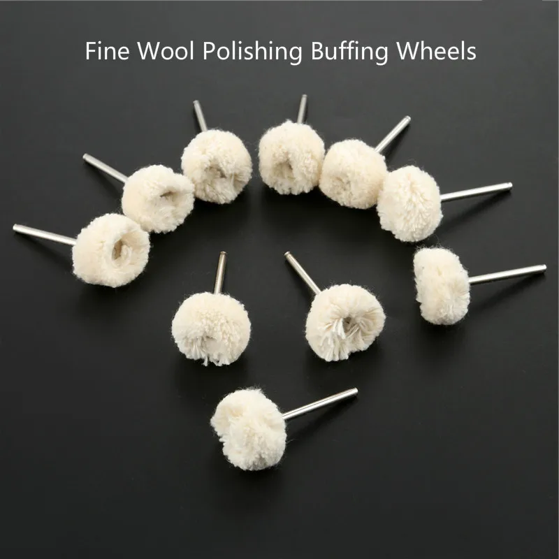 

10pcs Accessories 25mm Fine Wool Polishing Buffing Wheels 3mm Shank Jewelry Metals Grinding Wheels for Rotary Tool