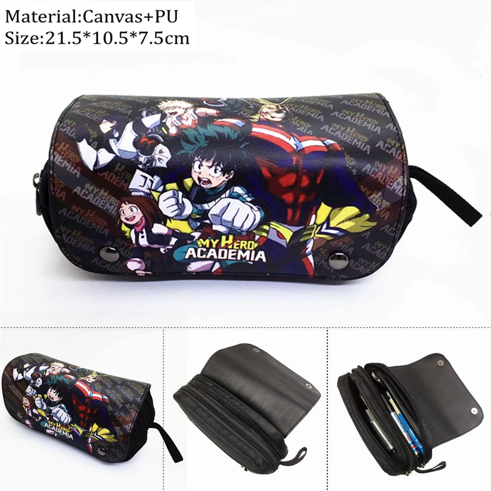 

My Hero Academia Canvas Pencil Case Anime Midoriya Izuku Student Penbag Boy Girl Zip Cosmetic Bags Cartoon Makeupbag Stationery