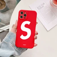 fashion brand super red phone case for iphone 11 12mini 7 8 plus x xr 12 13 pro xs max soft edge shockproof soft silicone capa