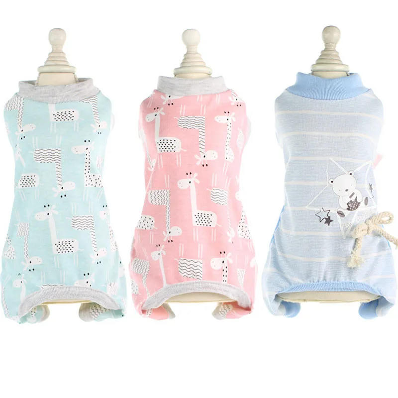 Розовая Хлопковая пижама для маленьких собак милая одежда с принтом жирафа