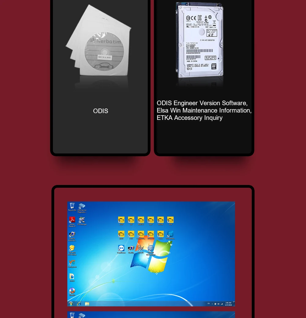 VAS5054 с HDD ODIS Инженерная версия ELSA WIN информация по обслуживанию ETKA аксессуар запрос OKI полные чипы
