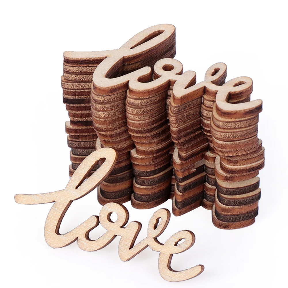 15 штук рустических натуральных деревянных букв "Любовь", пыльца стола на День Валентина, свадебное украшение, шикарные самодельные ремесла, аксессуары и инструменты.