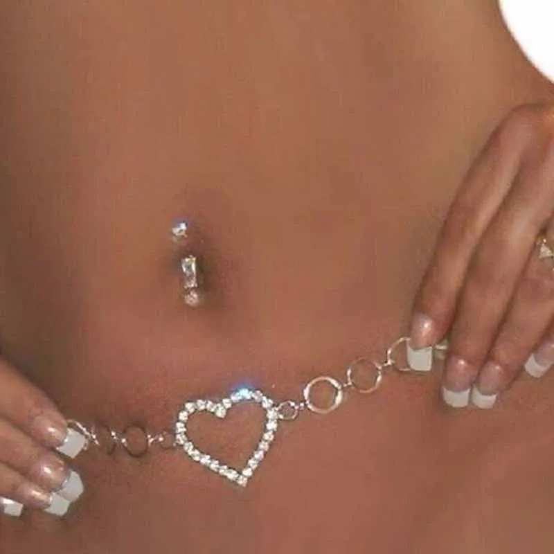 

1Pcs New Women Fashion Rhinestone Heart Waist Chain Belt Jewelry Crystal Belly Body Chain Sexy Party Jewelry Gift