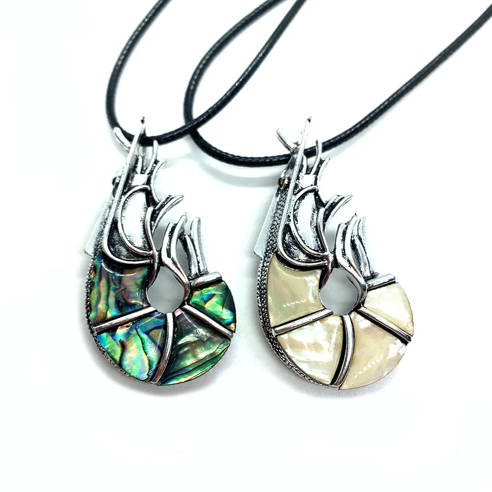 

Natural Shell Pendant Shrimp-shaped Animal Colorful Abalone Shell Exquisite Pendant for Making Jewelry DIY Necklace Accessories