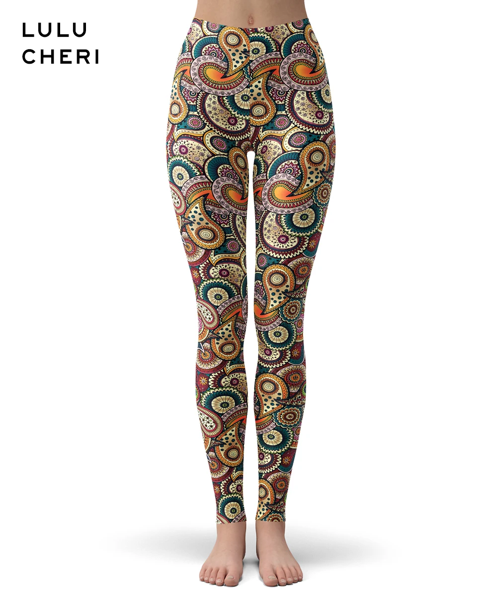 Paisley Leggings Индийские этнические леггинсы с принтом пейсли для женщин, мягкие винтажные обтягивающие леггинсы с высокой талией размера плюс - Цвет: Paisley Leggings