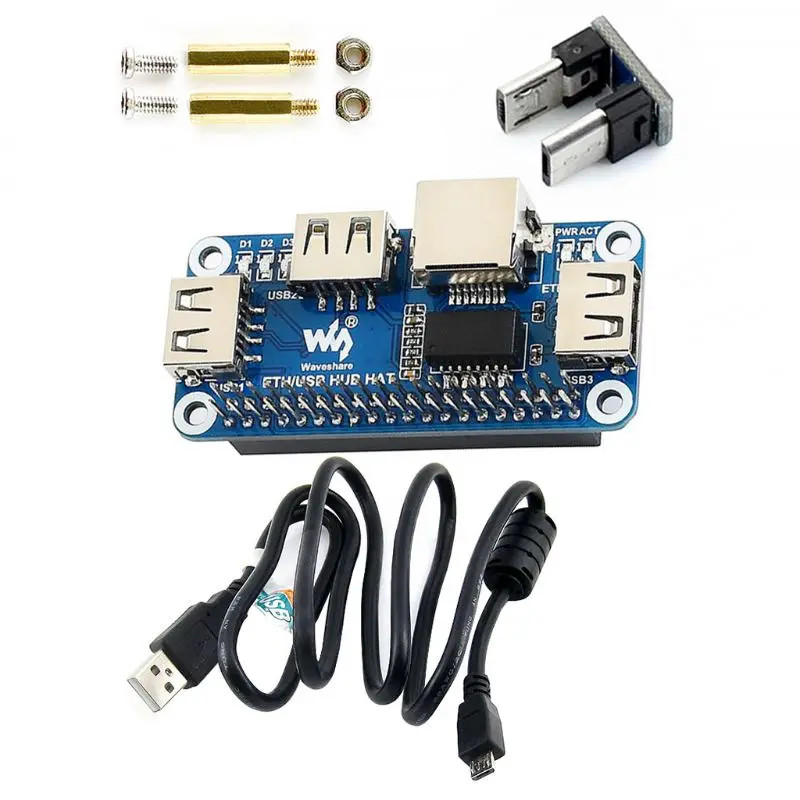 

Raspberry Pi 4B/Zero W USB to Ethernet RJ45 Net work Port USB HUB Hub Splitter