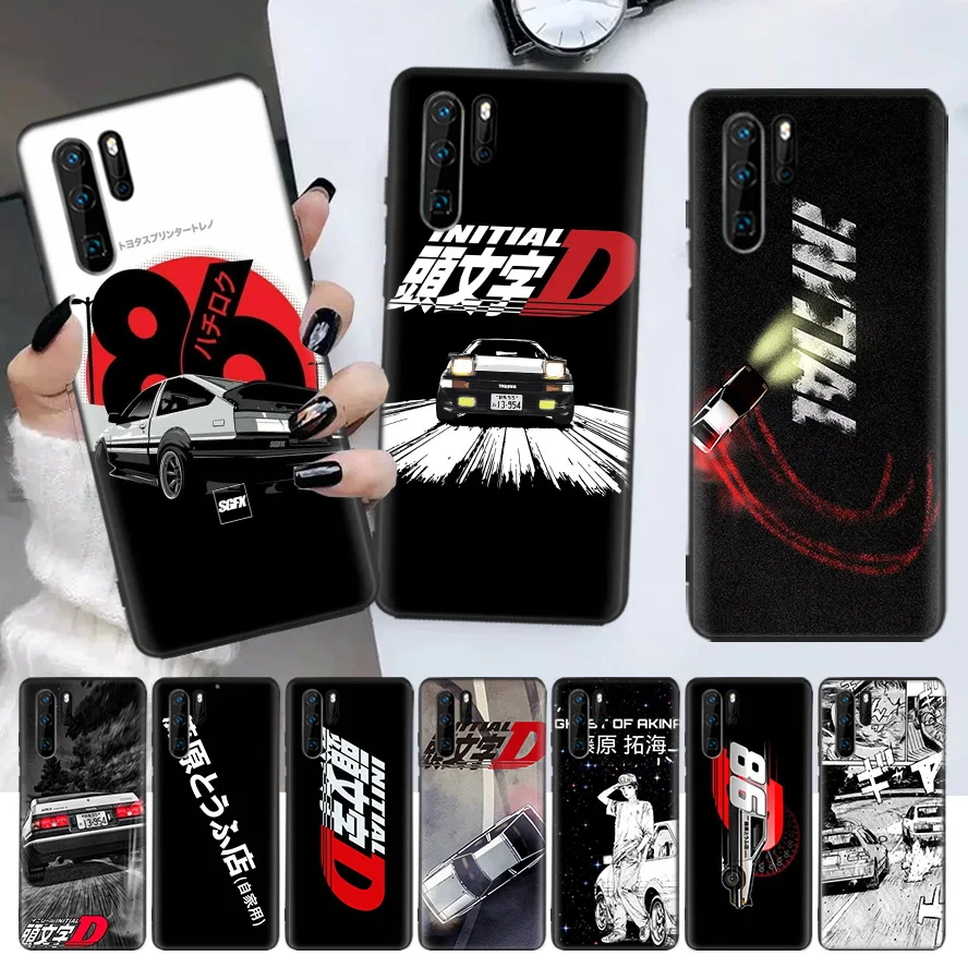 

Amine Intital D AE86 Car Black Phone Case For Huawei P30 Lite P20 Pro P40 P10 Mate 20 40 30 10 P Smart Z Plus Pattern Cover Bag