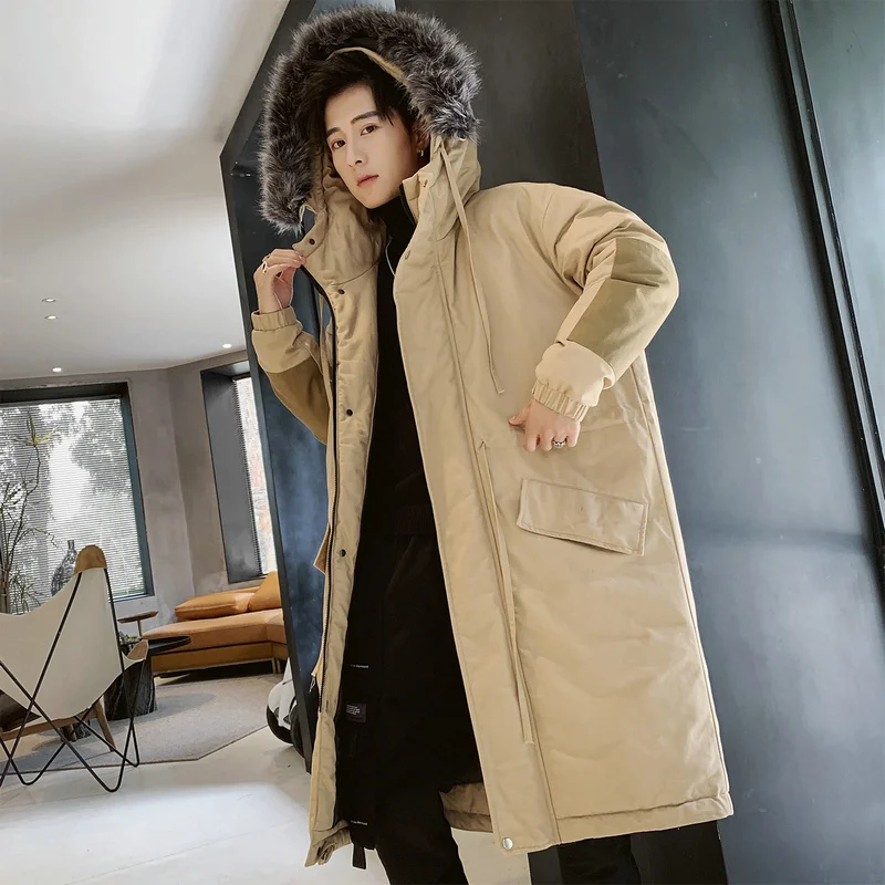 Man winter X-Long parkas thickening mens parka jacket Big fur collar coats and jackets | Мужская одежда