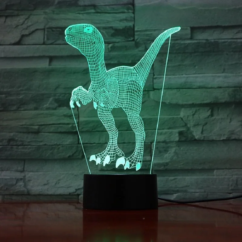3D лампа VCity в виде динозавра светодиодный ночник с питанием от USB 7 цветов