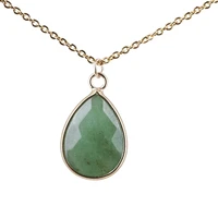 green aventurine copper pendant stainless steel chain necklace