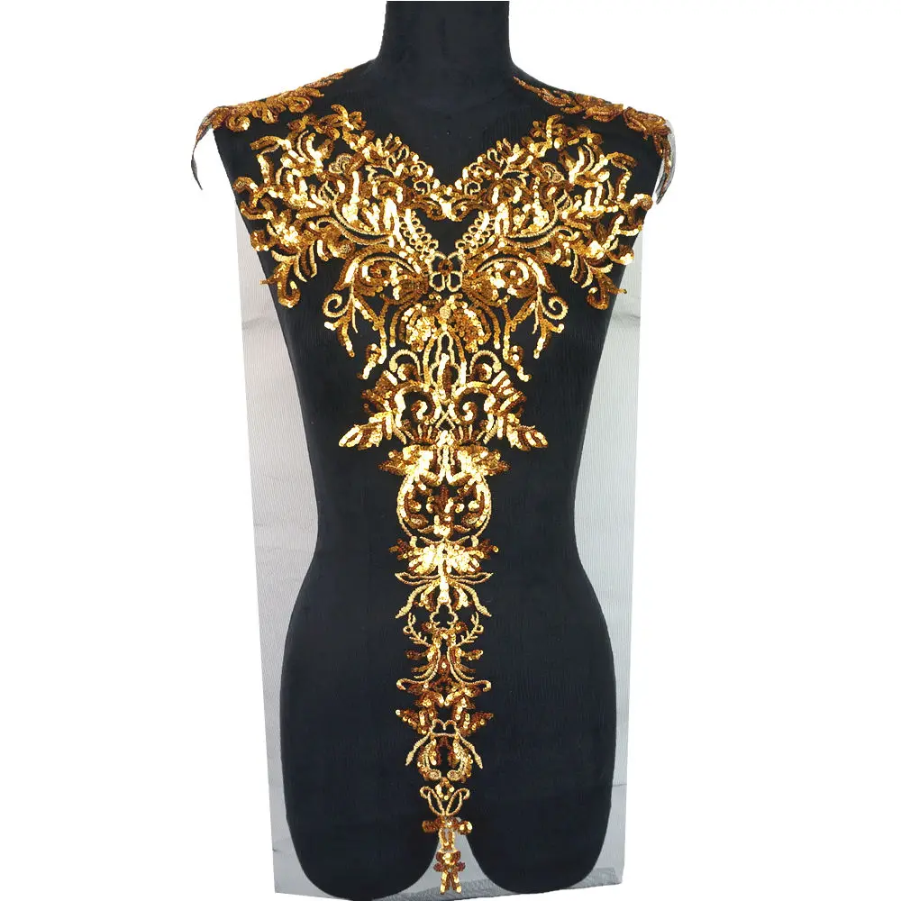 1 комплект 3 шт. золотые блестящие Аппликации черная сетчатая эполета вышитая