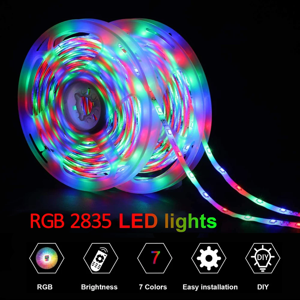 Светодиодная лента RGB 2835 с USB-кабелем и 3 кнопками управления 5 в постоянного тока