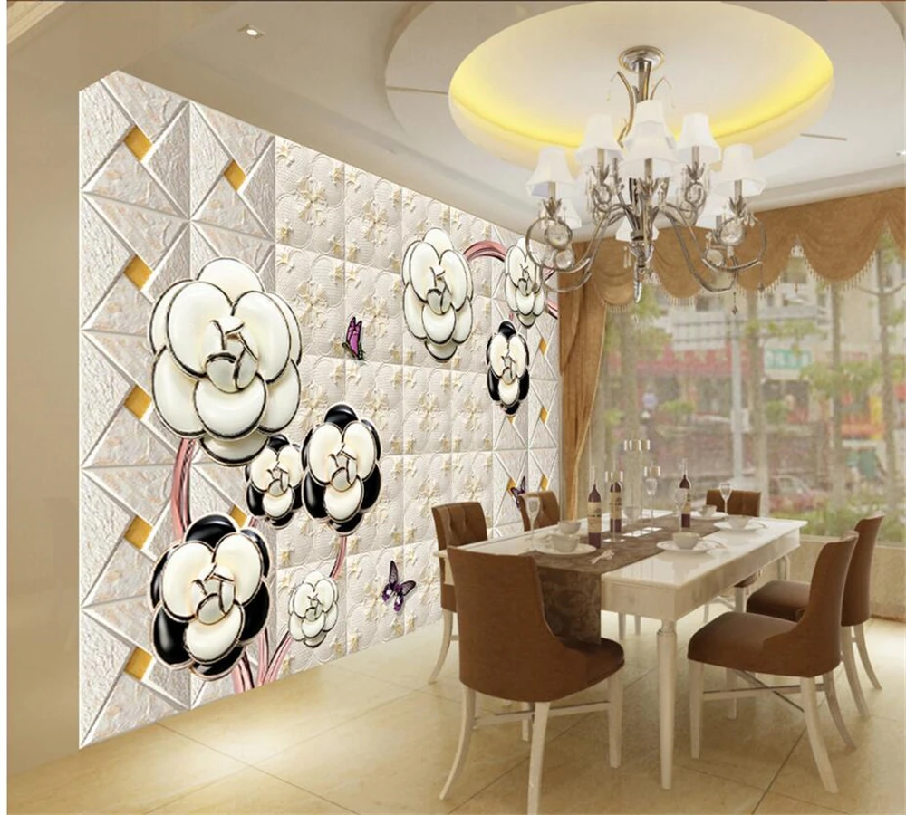 Beibehang большие пользовательские обои плитка мягкая рельефная Камелия для