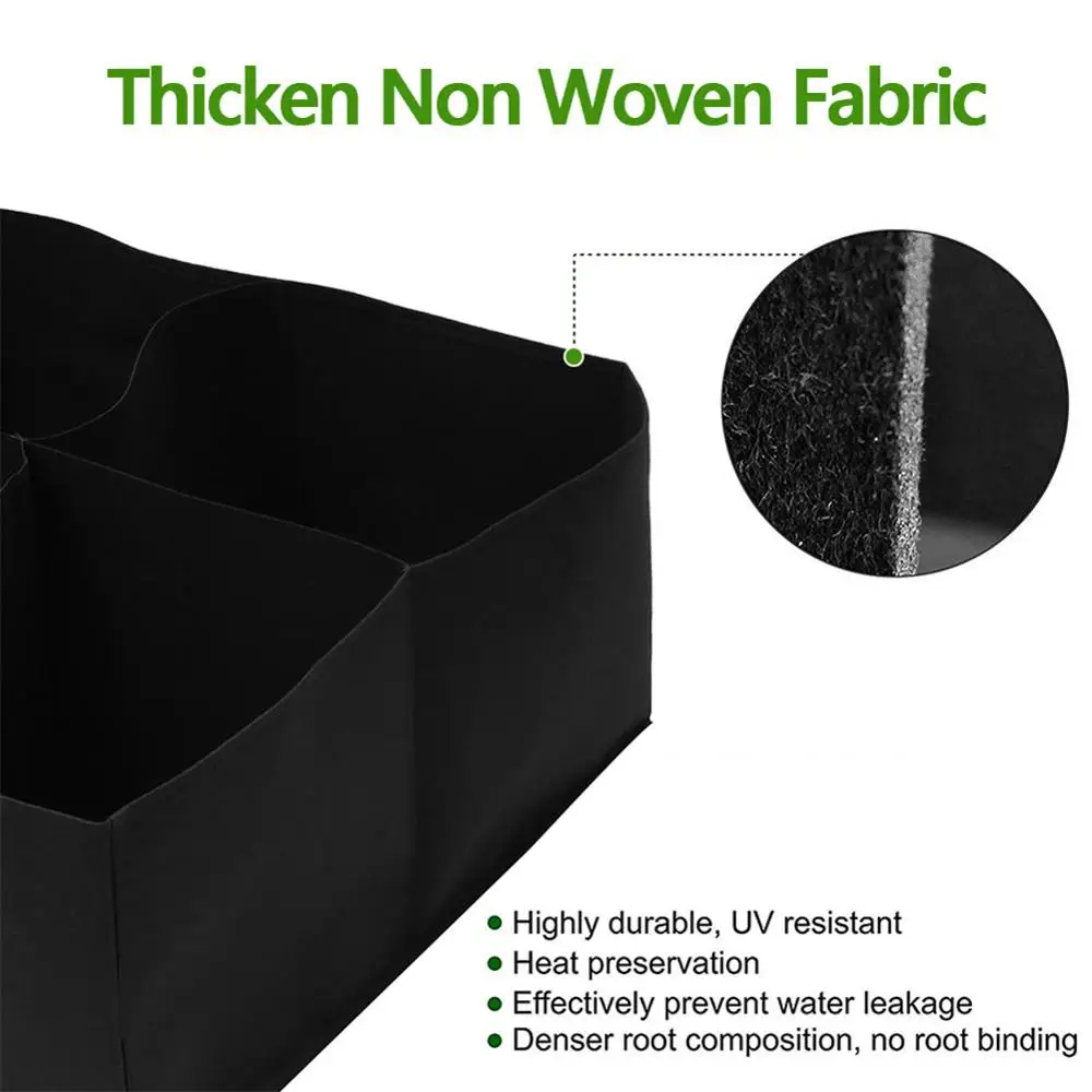 

8-Hole Garden Planting Bag Non-woven Fabric Garden Plant Bed Rectangular indoor Planting Potted Plant Container Planting Bag