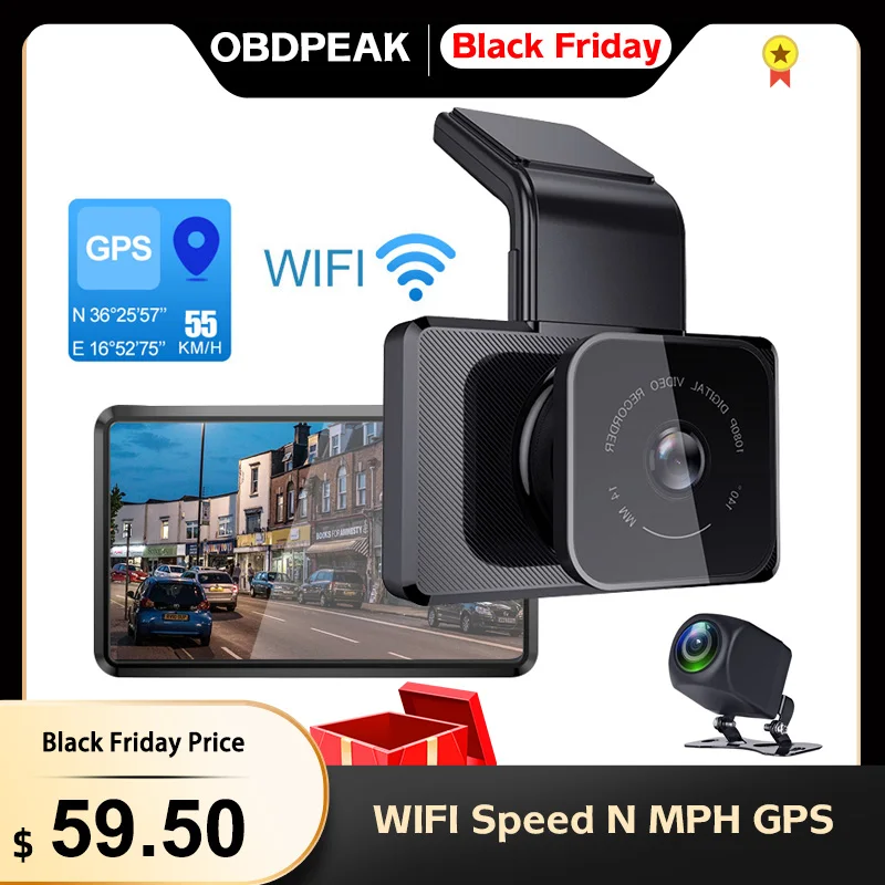 

Wi-Fi камера DashCam 1080P Видеорегистраторы для автомобилей вид спереди и вид сзади Камера GPS трек 24 часа в сутки монитор для парковки Ночное видени...