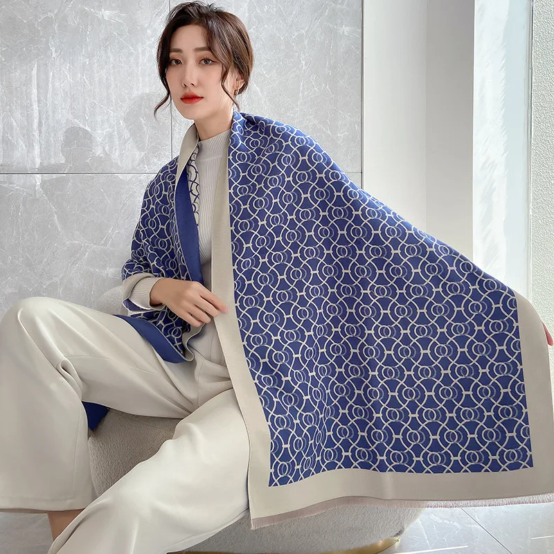 

Осенне-зимний новый женский дизайнерский шарф с принтом женский роскошный брендовый шарф Женская универсальная шаль Bufanda Mujer