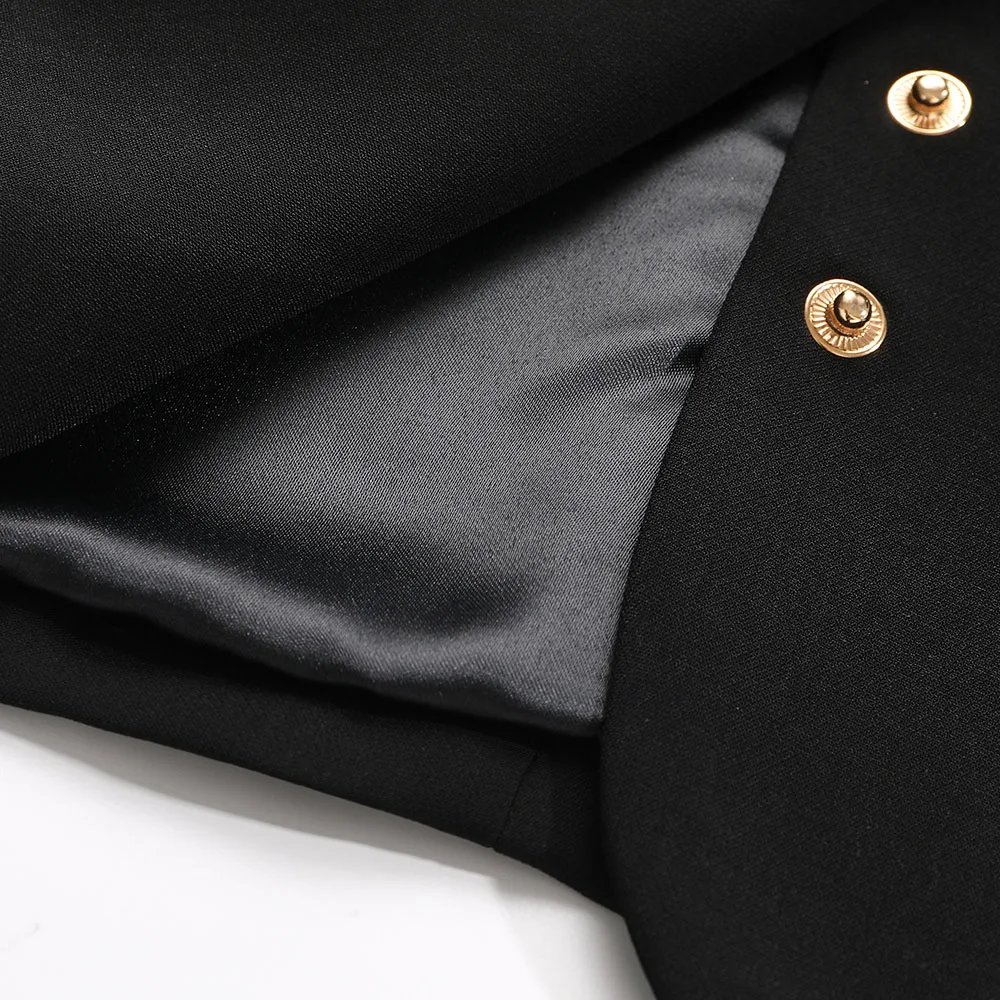 Офисное Женское пальто черное уличное на пуговицах с карманами длинным рукавом