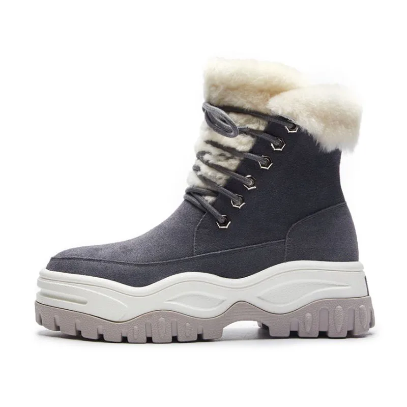 FITWEE/женские зимние сапоги из натуральной кожи на толстой подошве Теплая зимняя