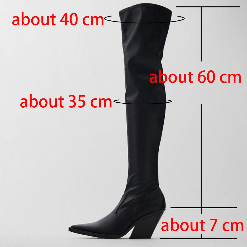 female boots for winter pointed toe over the knee high western boots chunky heel comfy new sexy hot sale shoes woman 2022 brand free global shipping