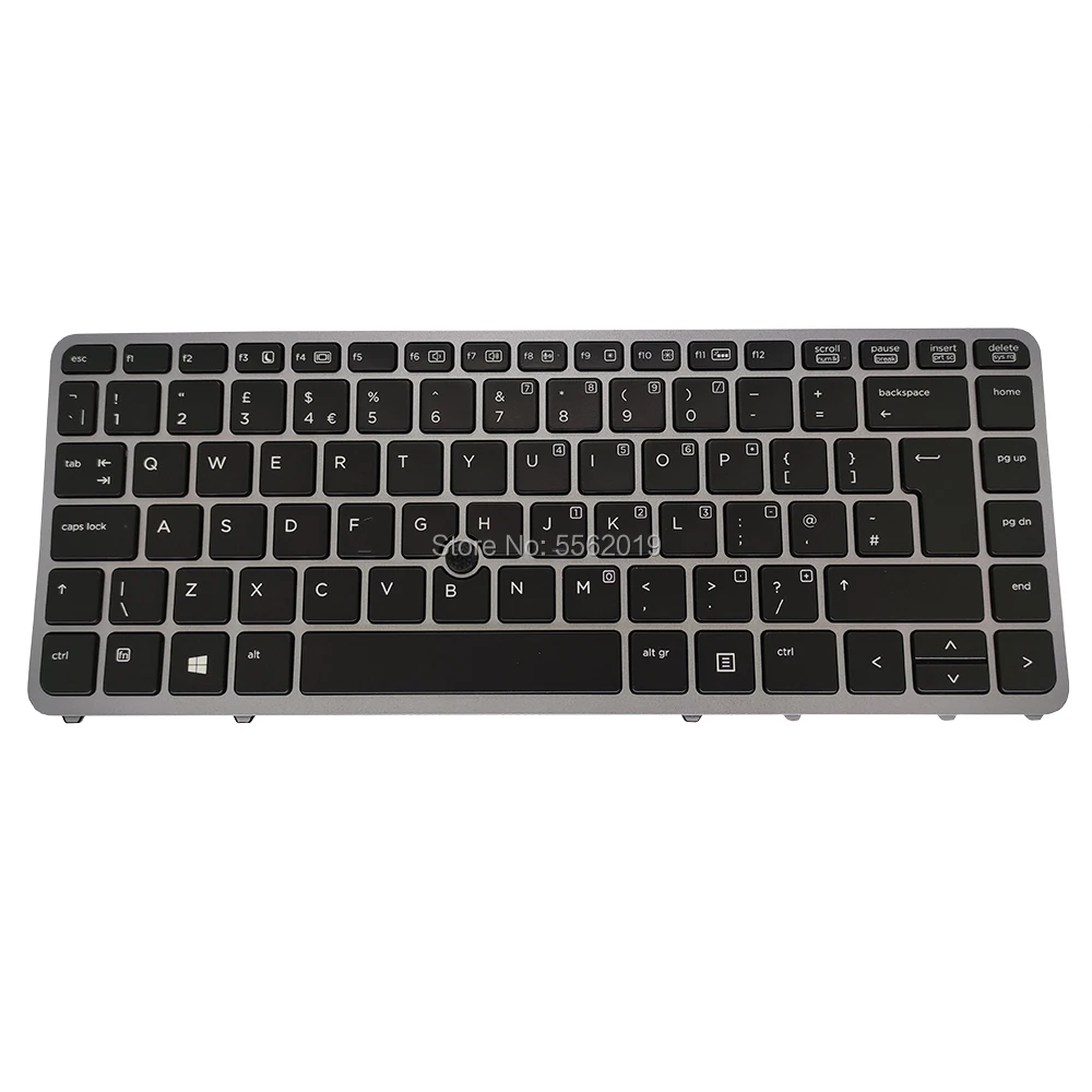 

OVY backlight keyboard for HP Elitebook 840 G1 G2 850 G1 G2 762758 031 black with silver frame Screw UK GB British Pointing new