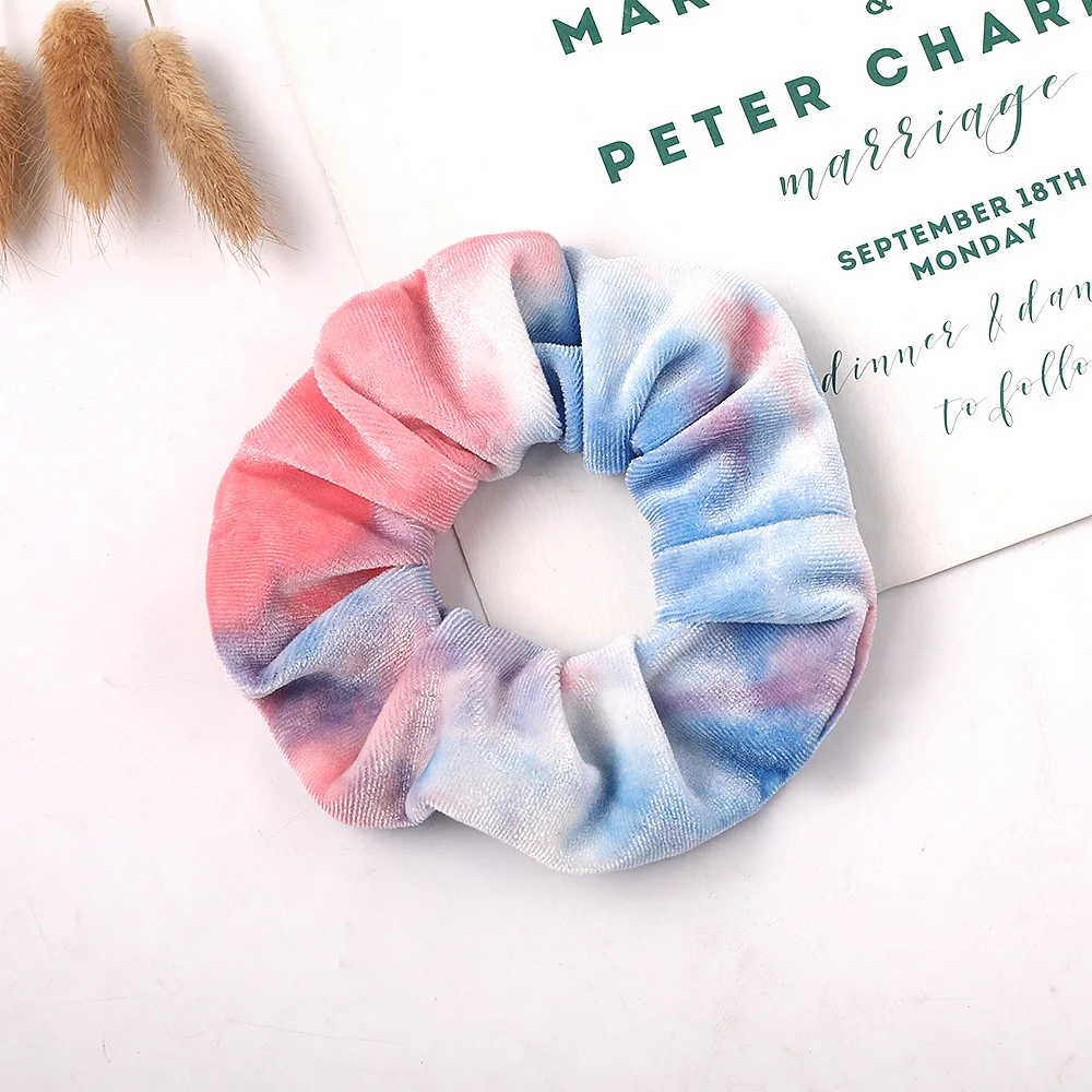 

Hot New Pattern Korean Fashion Women Schrunchies Rainbow Christmas Scrunchies Girl's Fluffy Skranchy Winter Velvet Hair Ties