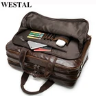 Портфель WESTAL мужской из натуральной кожи, Офисная сумка для ноутбука, сумка для документов, Дорожный чемодан на плечо