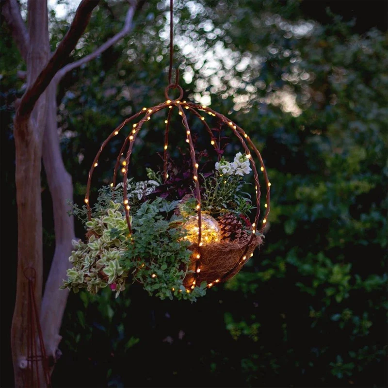 

Новинка 2022, Рождественская подвесная ниспадающая корзина, Смешанные Украшения и белые светодиодные лампы, подвеска на рождественскую елку ...