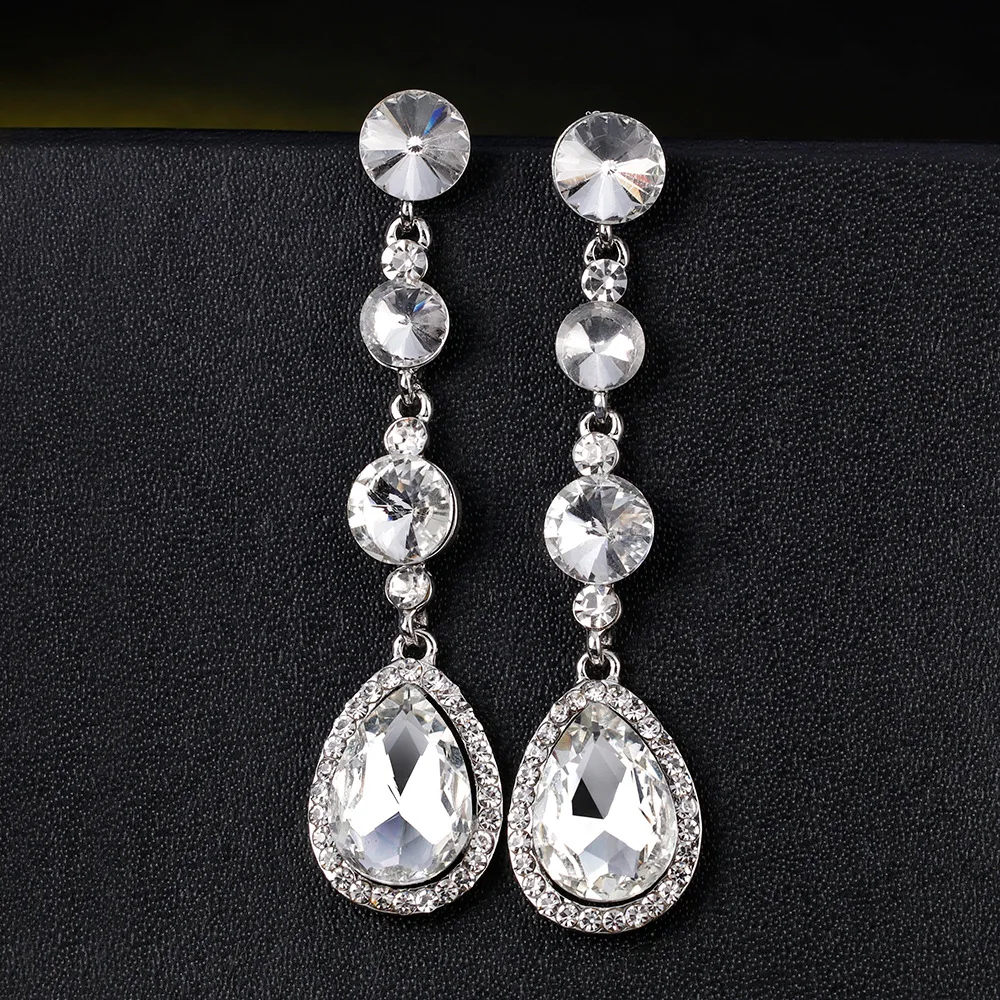 CKW серебро Цвет с украшением в виде кристаллов Свадебные Длинные Позолоченные