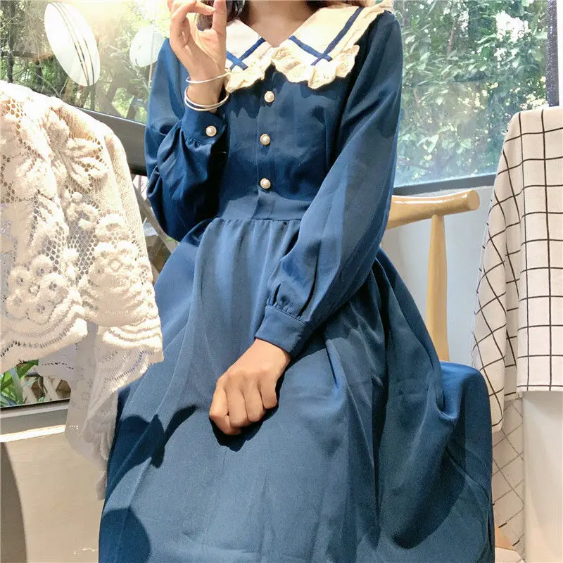 

Spring Lolita Dress Women Elegant Japanese Patchwrok Kawaii Party Midi Dress Female French Designer Korean Dress Women 2021 New
