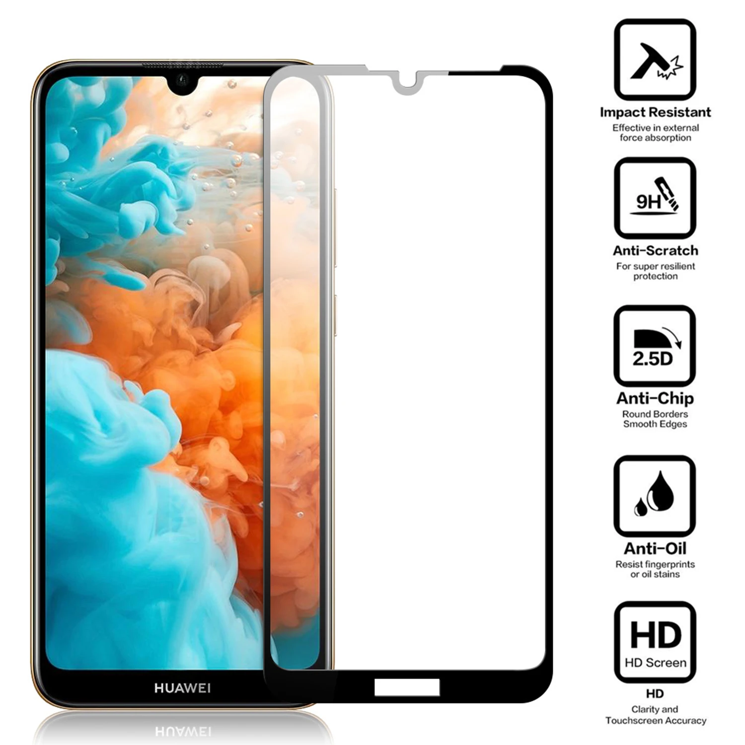Закаленное стекло для Huawei Y9 Prime 2019 Y6 Y7 Pro 2018 Y5 Y 6 5 7 изогнутое полное покрытие