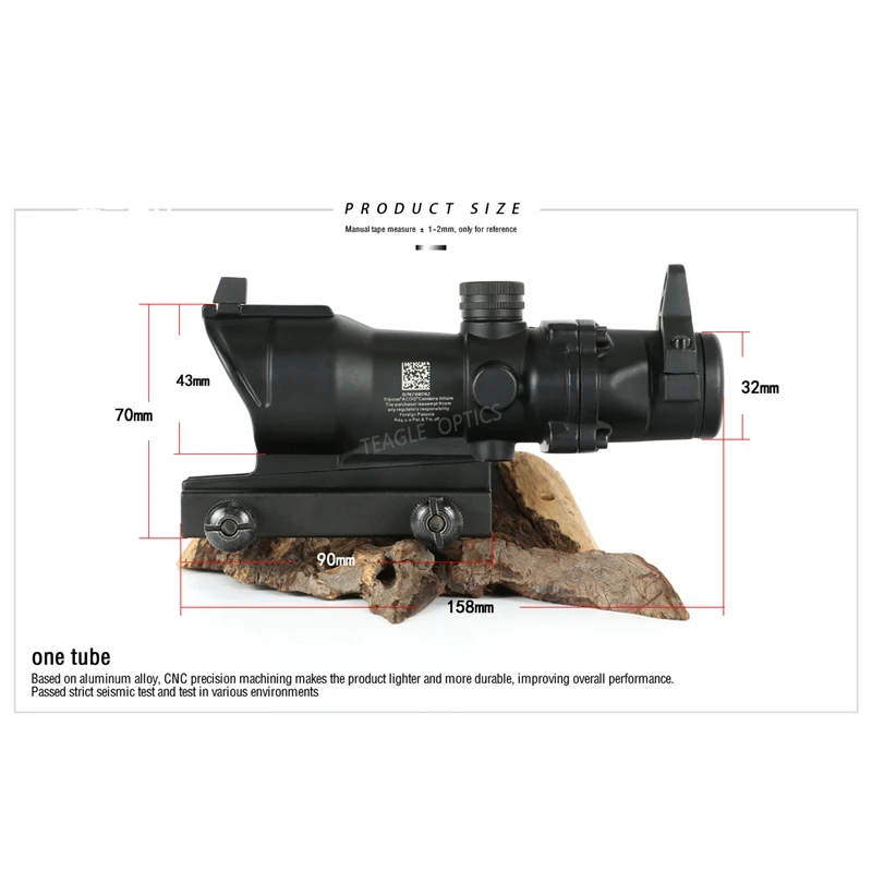 Охотничий Прицел ACOG 4X32 настоящий волоконный оптика красный освещенный точечный элемент шеврон стекло сетка тактический оптический прицел