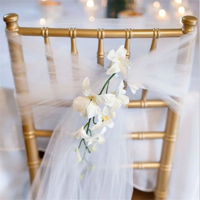 Wedding Organza Chair Lace Bow Decoration Back Flower Streamer DIY Party Favor-S | Дом и сад
