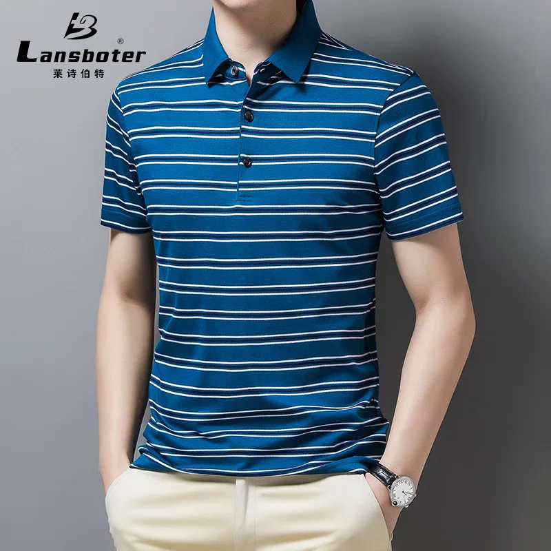 

2021 men's new trend high-end ice silk half sleeve polo shirt