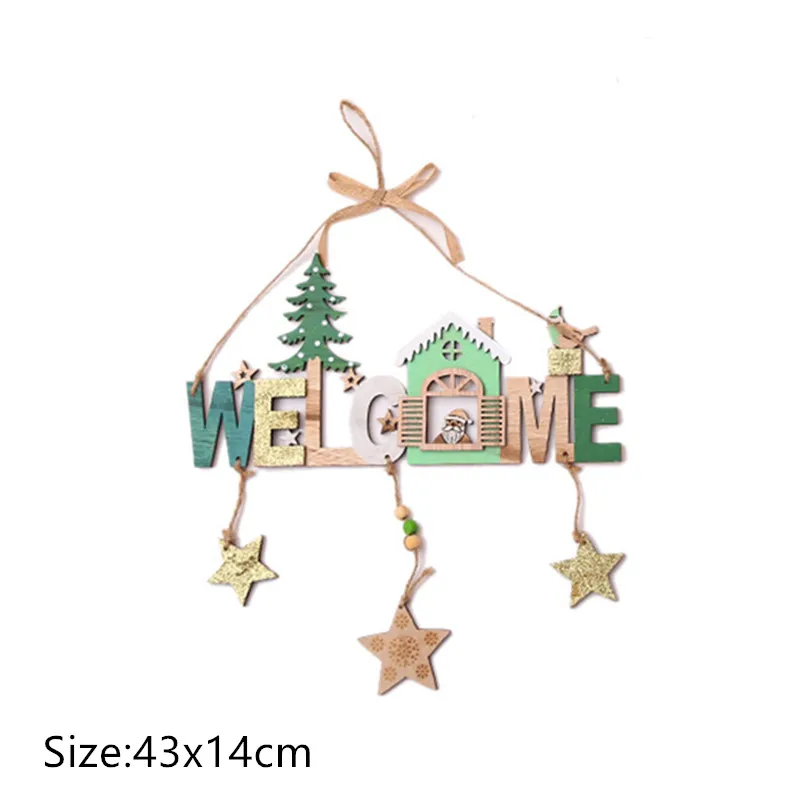 1pc-27-welcome santa Рождество Noel Счастливого Рождества деревянные подвесные украшения для рождественской елки украшения для дома Noel Navidad Декор новогодние подарки - Цвет: 1pc-27-welcome santa