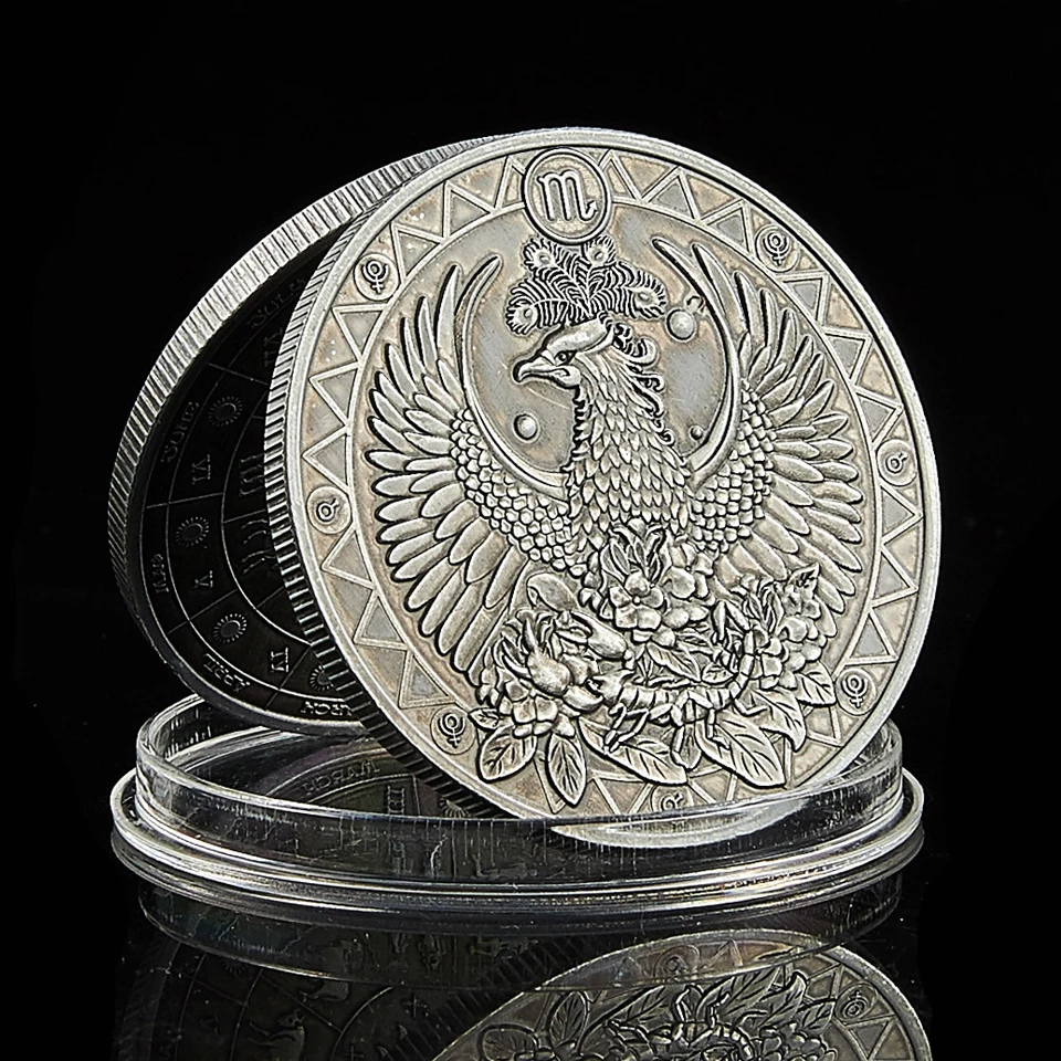 

2021 Constellation Scorpio Zodiac Antique Silver Plated Commemorative Coin Medal Collection Gifts