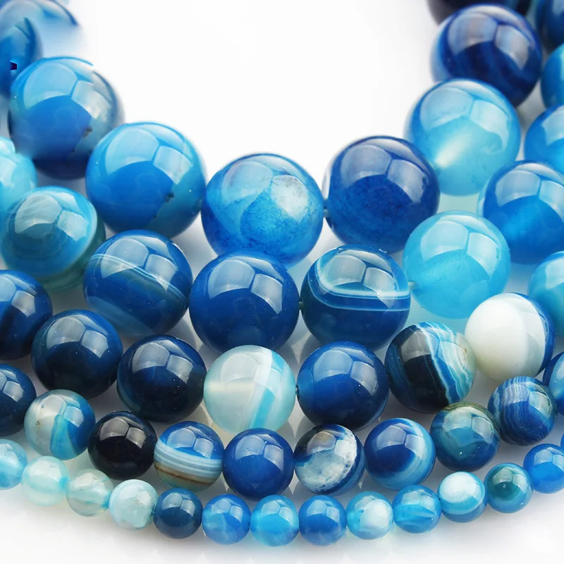 

4mm 6mm 8mm 10mm 12mm 14mm Round Natural Lake Blue Lace Agate Stone Loose Beads Lot For Jewelry Making DIY Crafts Findings