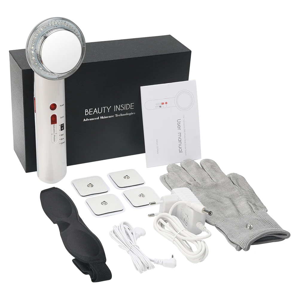 7 IN 1 WITH GIFT BOX Ультразвуковая кавитация, EMS, массажер для похудения, потеря веса, Антицеллюлитный жиросжигатель, гальваническая инфракрасная ультразвуковая волновая терапия - Цвет: 7 IN 1 WITH GIFT BOX