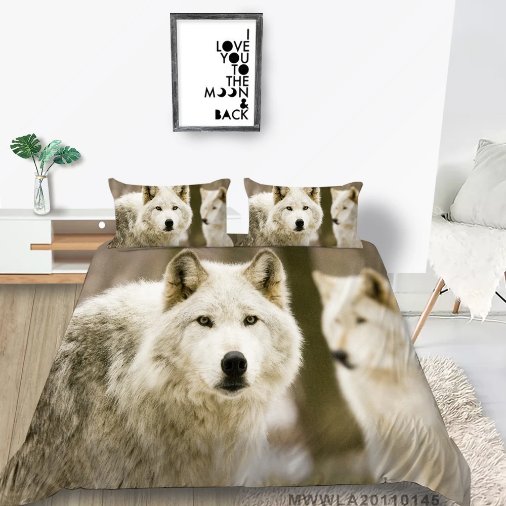 

Hot Sale Bed Set White Wolf Nature Classic Duvet Cover King Queen Twin Full Double Single 3D Bedding Set Support Customize