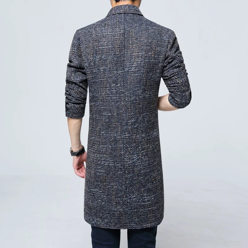 Мужская ветровка с длинными лацканами Повседневная приталенная шерстяная из