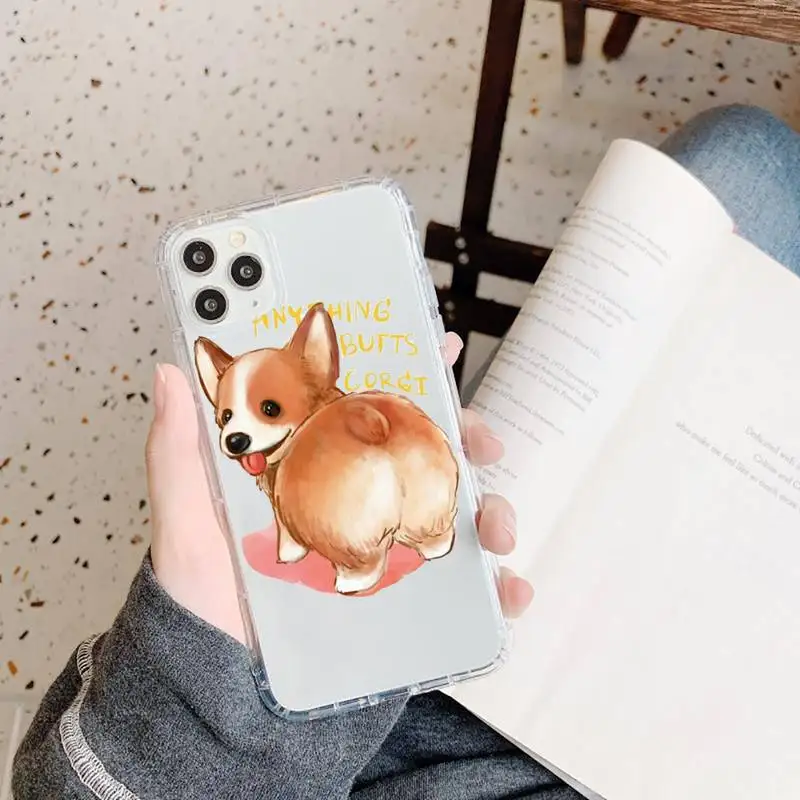 

Cute Corgi Butt Animal Puppy Phone Case Transparent for iPhone 11 12 mini pro XS MAX 8 7 6 6S Plus X 5S SE 2020 XR