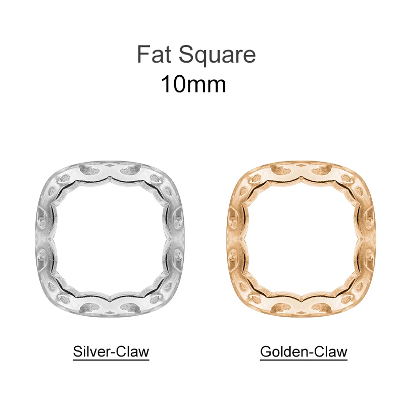 Fat square 10mm Отлично подходит все фигуры и размер пустой золотой и серебряный коготь для кристаллов Стразы Камни Diy ремесло в свадебное платье, одежда сшить - Цвет: Fat square 10mm