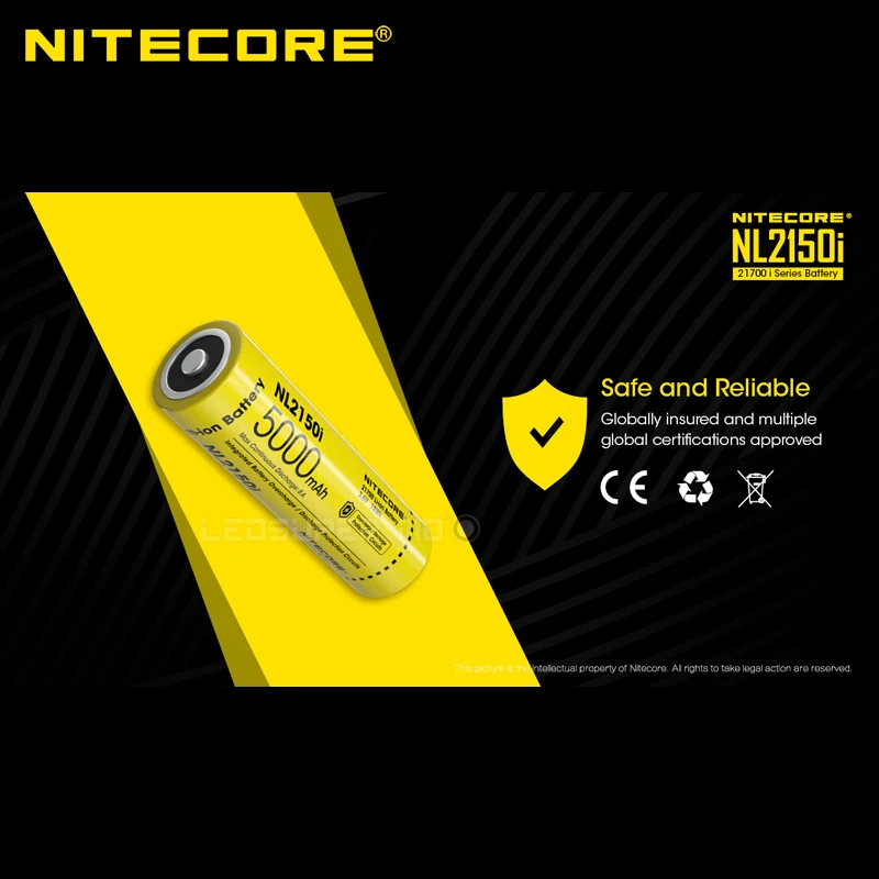 Литий ионный аккумулятор 8А NITECORE NL2150i 21700 5000 мАч|Портативные осветительные