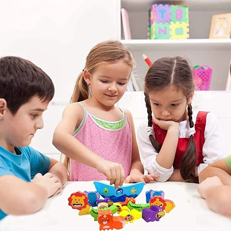 

Stacking Blocks Montessori Animal Balance Toys For Kids 3 4 5 6 Years Old Houten Blokken Vroege Leermiddelen Juegos Educativos