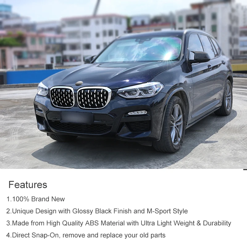 SPEEDWOW автомобиля черных масок Diamond Передняя решетка ABS гоночный автомобиль для BMW X1