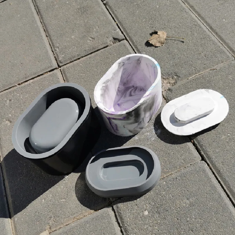 Форма для бетонной свечи овальная искусственная силиконовая цементная форма