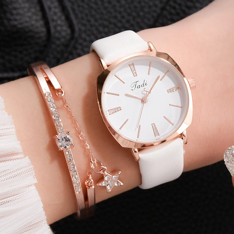 

Women Lady Quartz Movement Wrist Watch Round Dial with Adjustable PU Strap J55