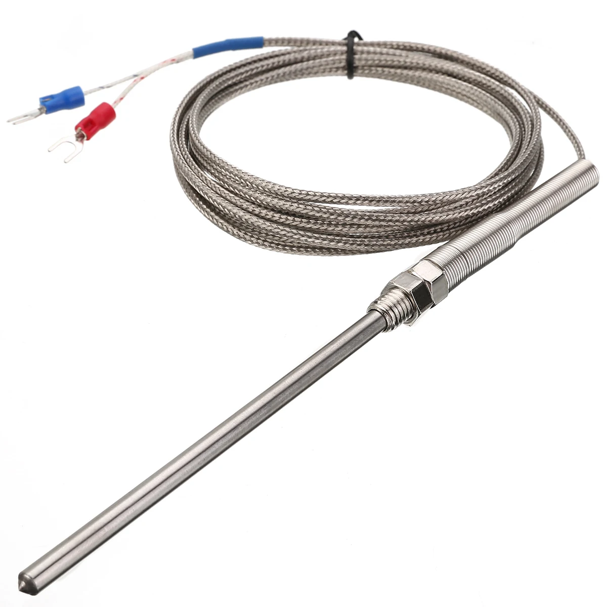 

0-400 Degree Celsius K Type Thermocouple Temperature Stainless Steel Sensor 100mm Probe 300cm Wire Cable Length Instrument