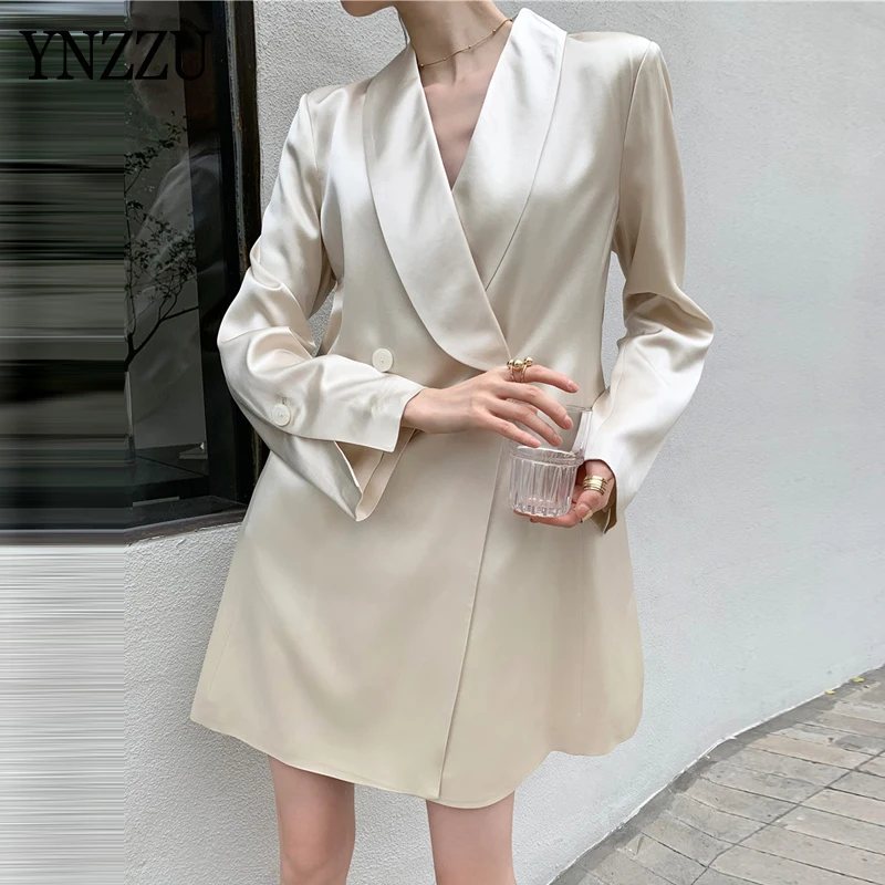 

Женское ацетатное платье-Блейзер, модное весеннее Свободное пальто с длинным рукавом, офисное пальто, 1O022, 2021