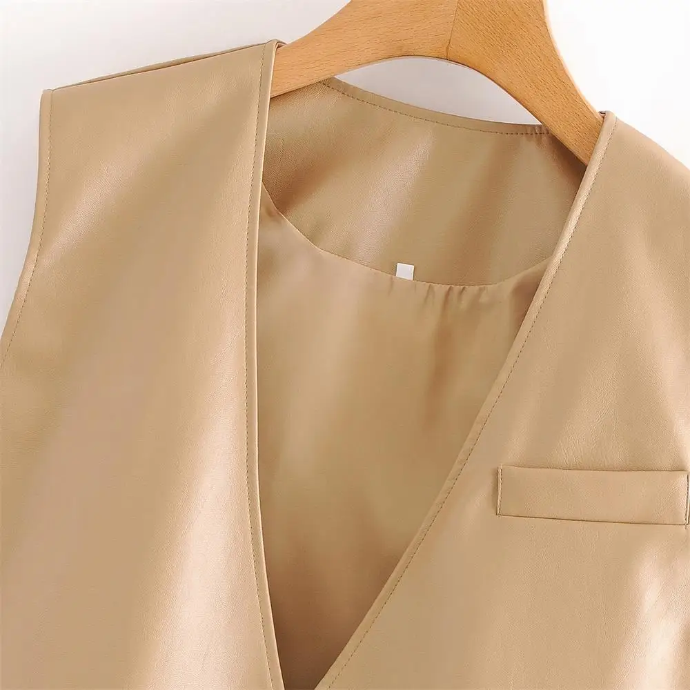 

2020 early autumn new loose version leather vest two-color buckle trend fashion loose western all-match suit casual waistcoat