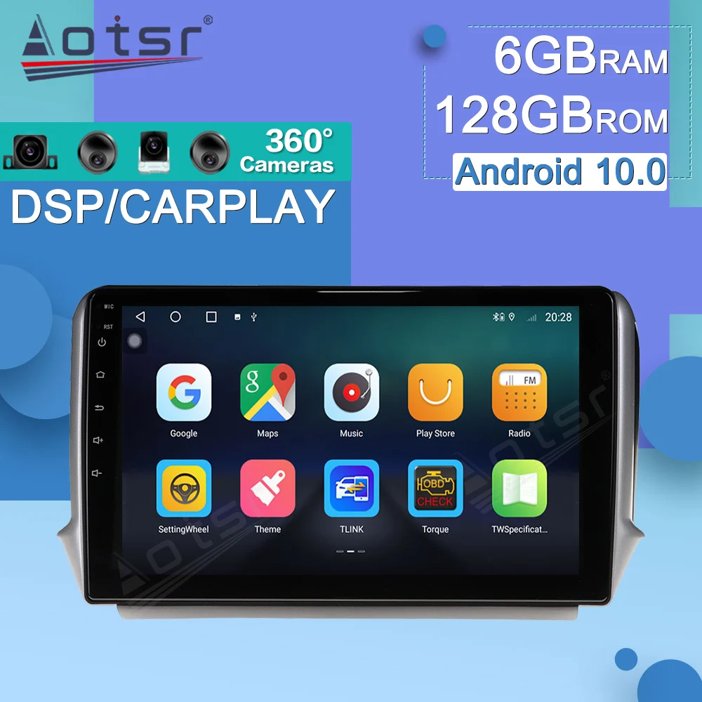 

Android 10 For Peugeot 208 2008 2013 - 2017 Car Radio Multimedia Video Players Android Auto CarPlay Navi GPS 2Din Head Unit DSP